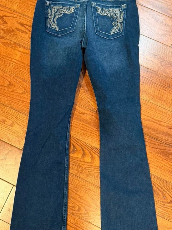 Harley-Davidson Denim - Harley-Davidson Dark Blue Bootcut Jeans with Embroidered Back Pockets